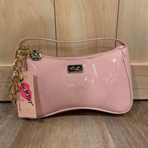 NWT Betsey Johnson pink sparkly shoulder bag